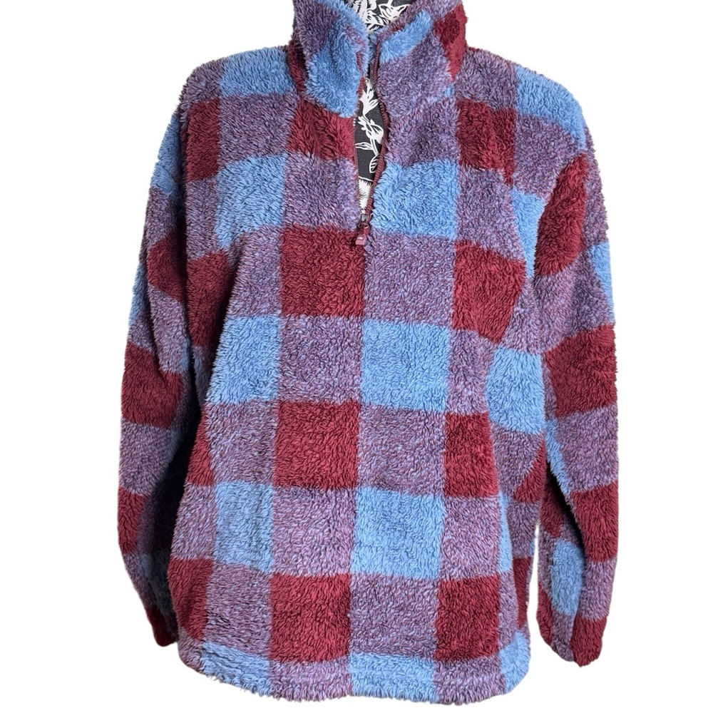 Eddie Bauer Buffalo Plaid Sherpa Fleece Pullover Size XL